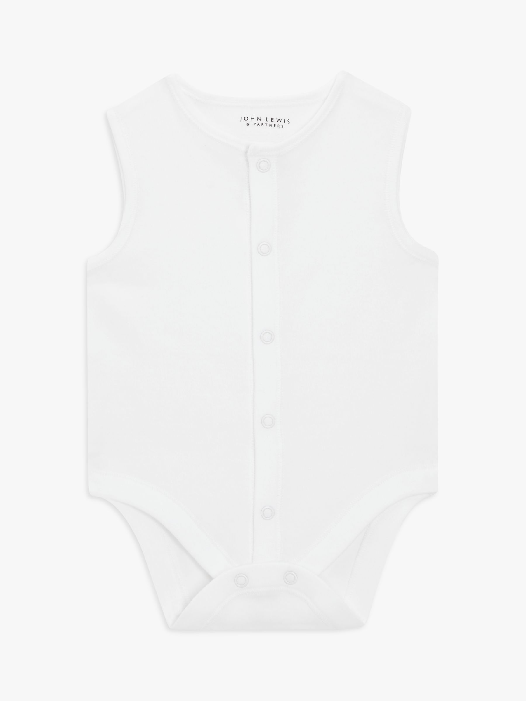 John Lewis Baby GOTS Organic Sleeveless Adaptive Bodysuit, White at ...