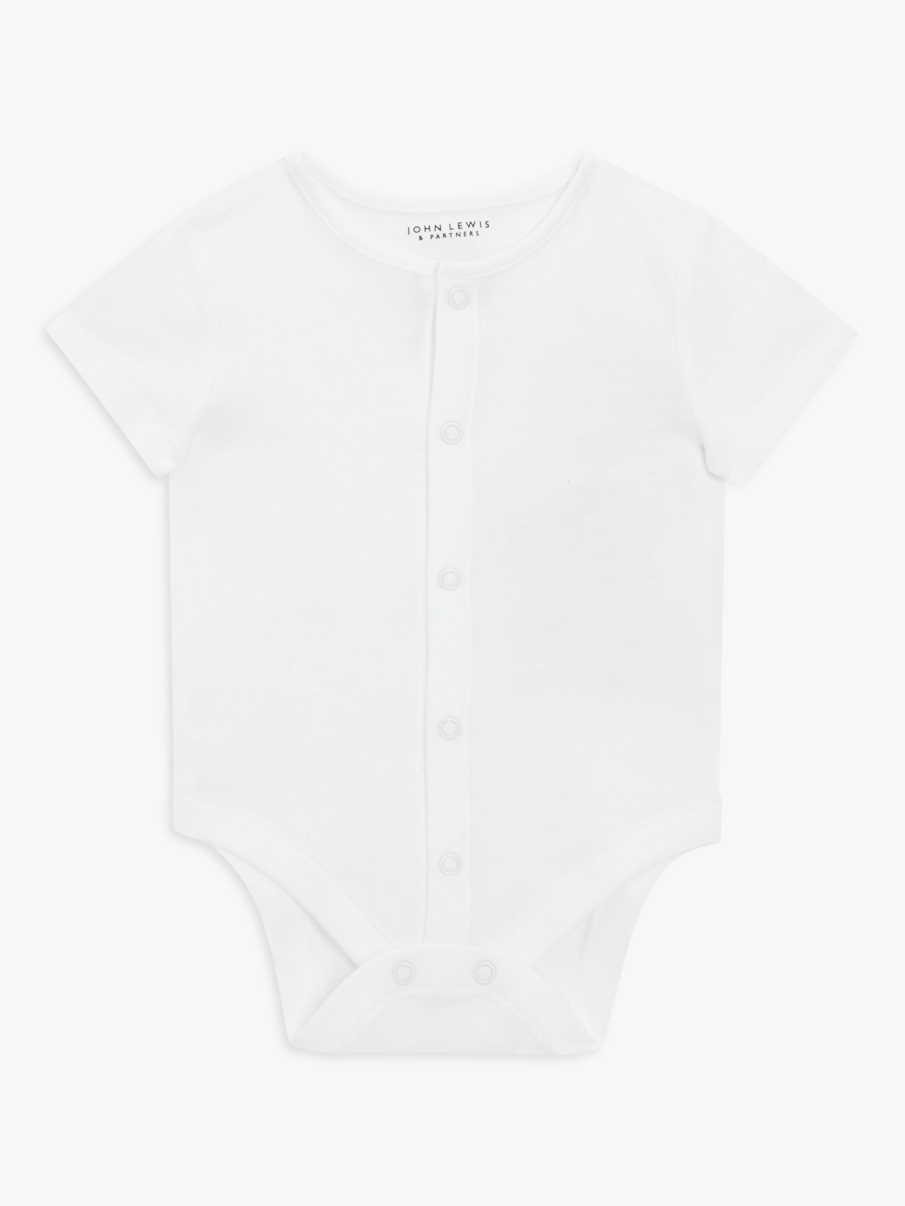 John Lewis Baby GOTS Organic Short Sleeve Adaptive Bodysuit, White, 0-3 months