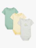 John Lewis Baby GOTS Organic Cotton Adaptive Bodysuit, Pack of 3, Multi