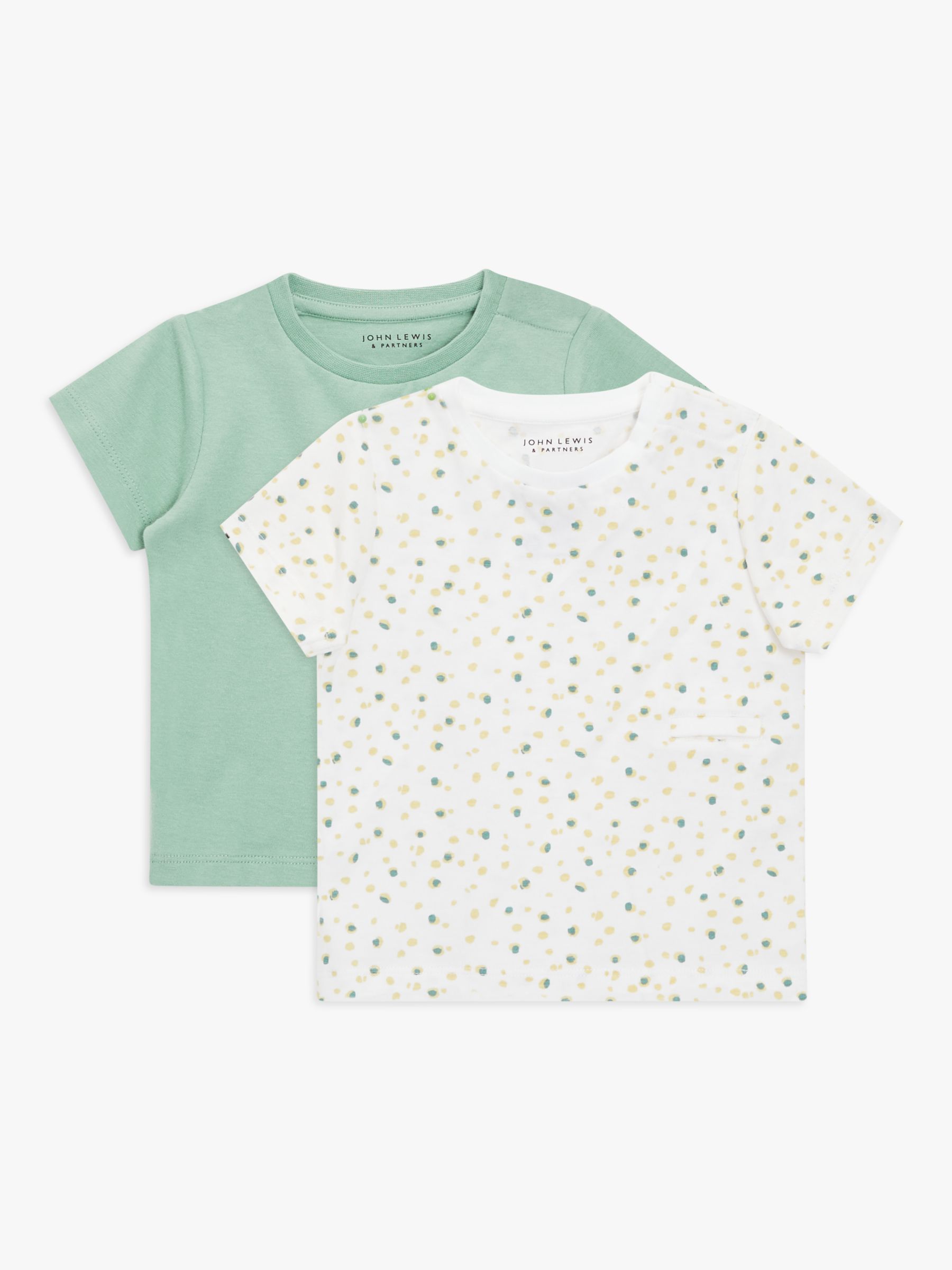 John Lewis Baby GOTS Organic Adaptive T-Shirt, Pack of 2, Multi, 0-3 months