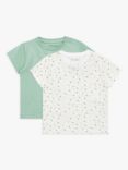 John Lewis Baby GOTS Organic Adaptive T-Shirt, Pack of 2, Green, Multi