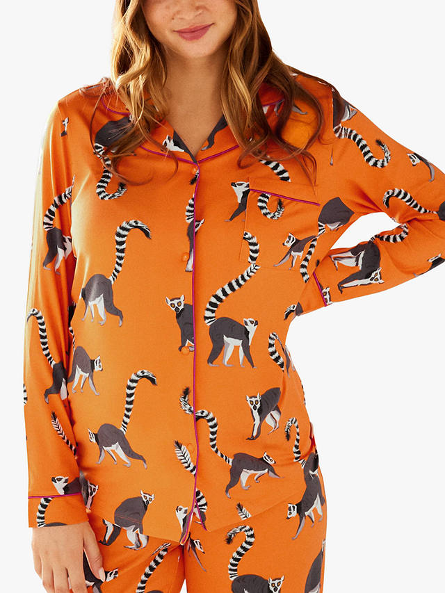 Chelsea Peers Lemur Shirt Maternity Pyjama Set, Orange