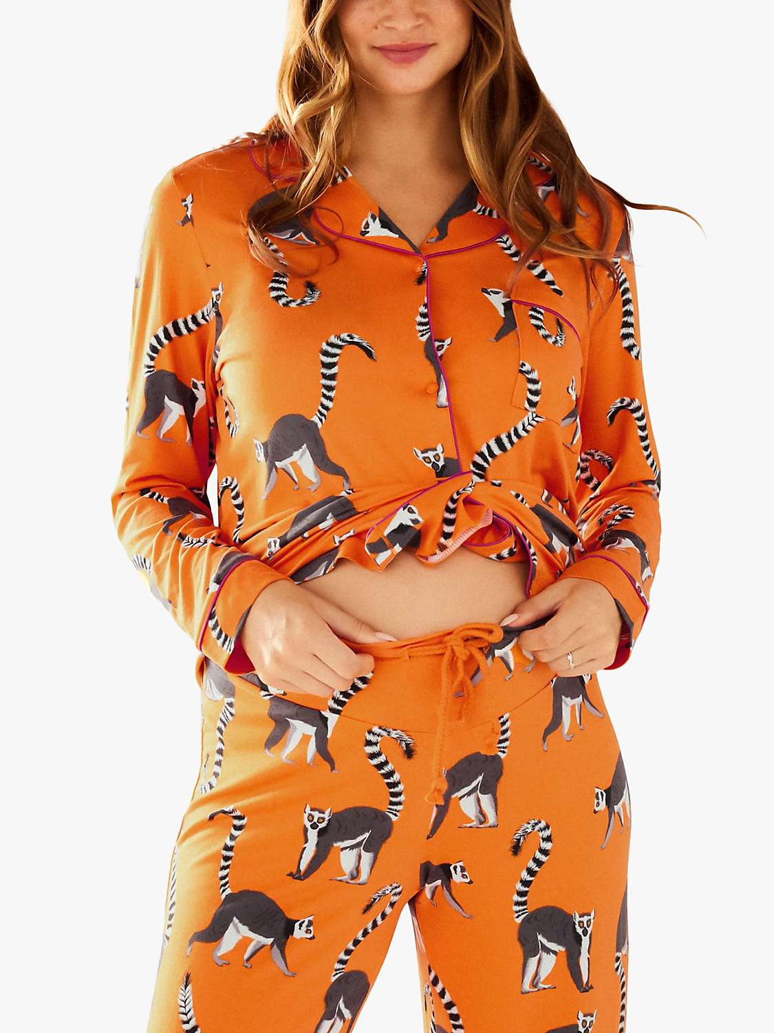 Buy Chelsea Peers Lemur Shirt Maternity Pyjama Set, Orange Online at johnlewis.com