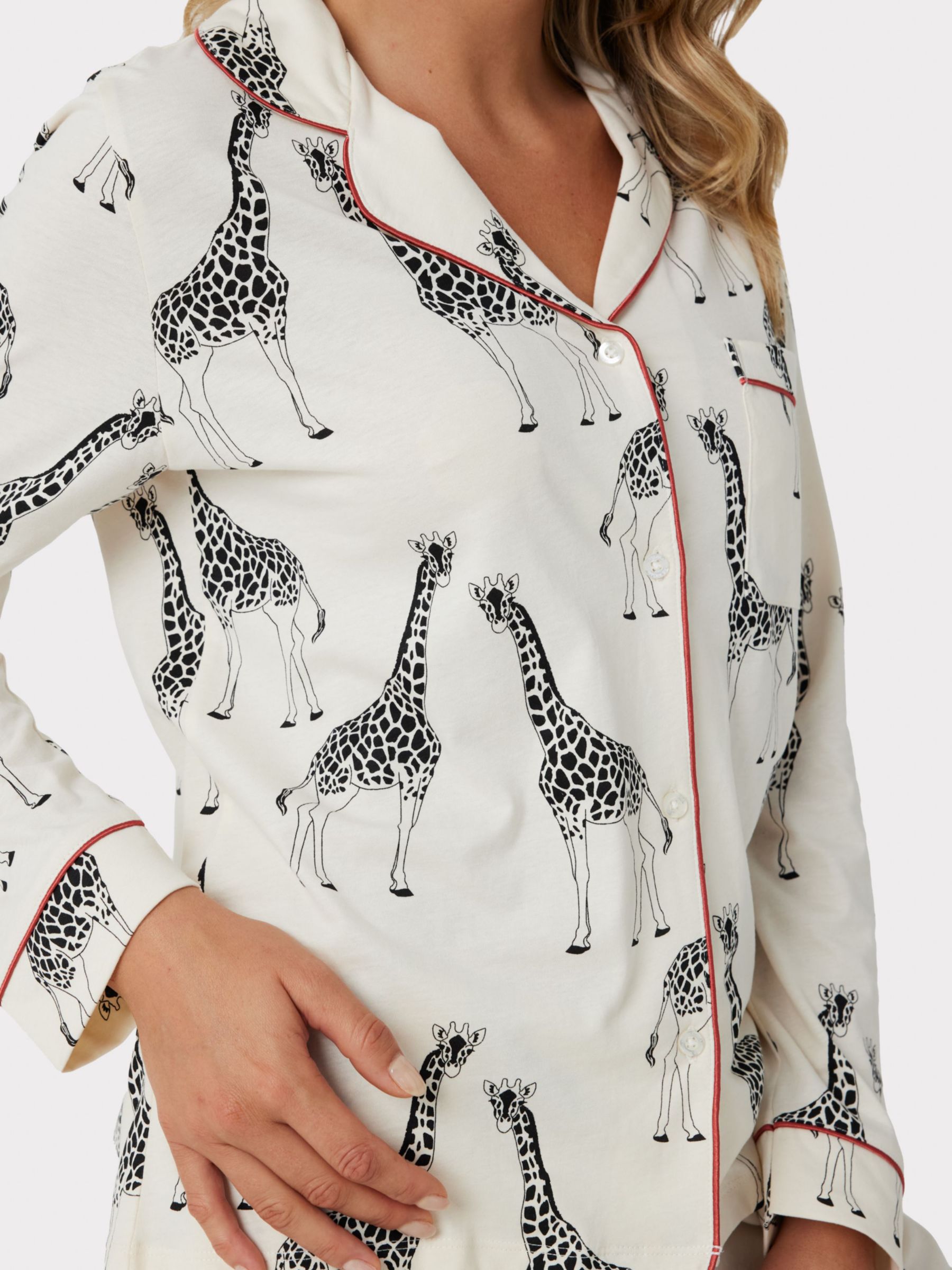 Chelsea Peers Organic Cotton Giraffe Pyjamas, Cream, XL