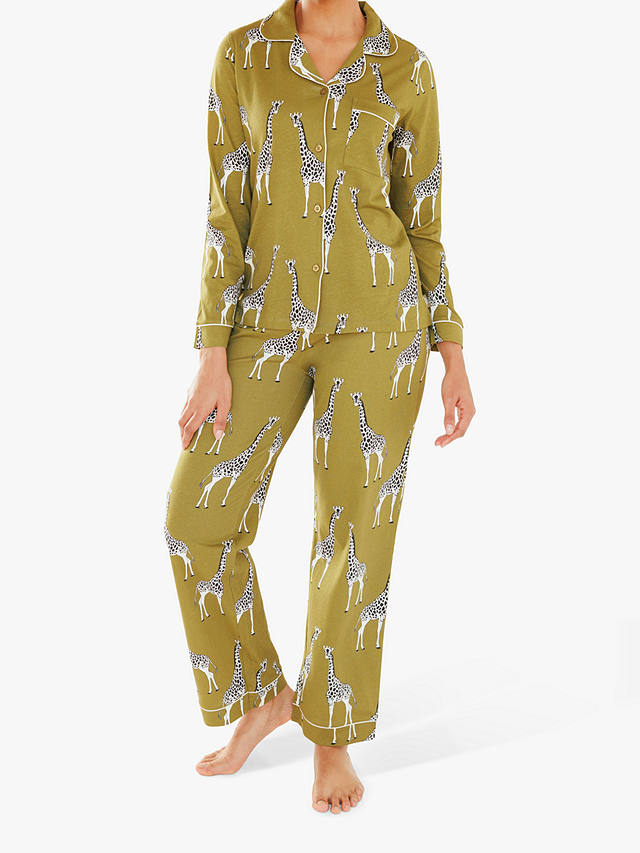 Chelsea Peers Organic Cotton Giraffe Pyjamas, Khaki