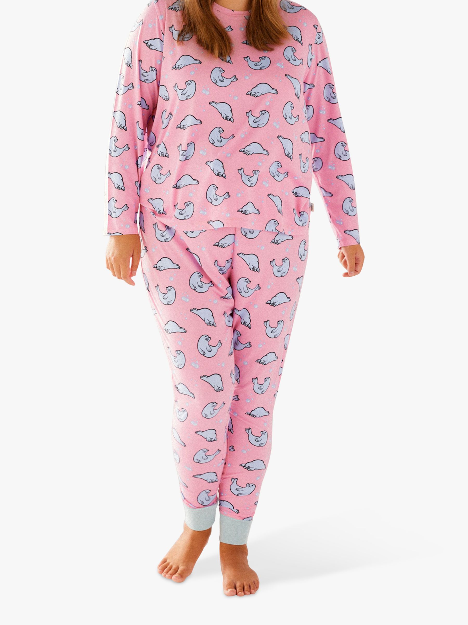 Chelsea Peers Curve Seal Print Pyjamas, Pink/Multi at John Lewis & Partners