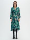 InWear Basira Wrap Abstract Midi Dress, Green