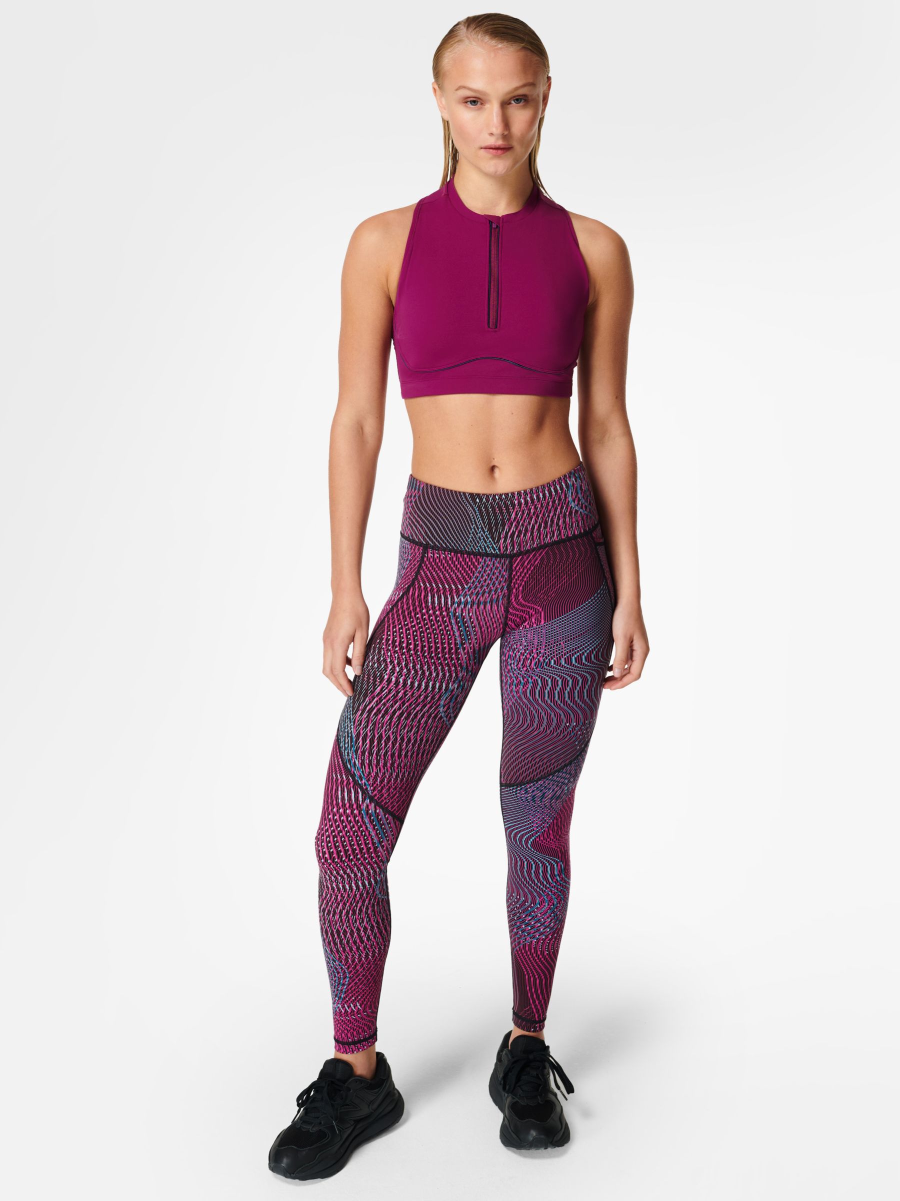 Sweaty Betty Power Contour Zip Sports Bra, Amaranth Pink at John Lewis ...