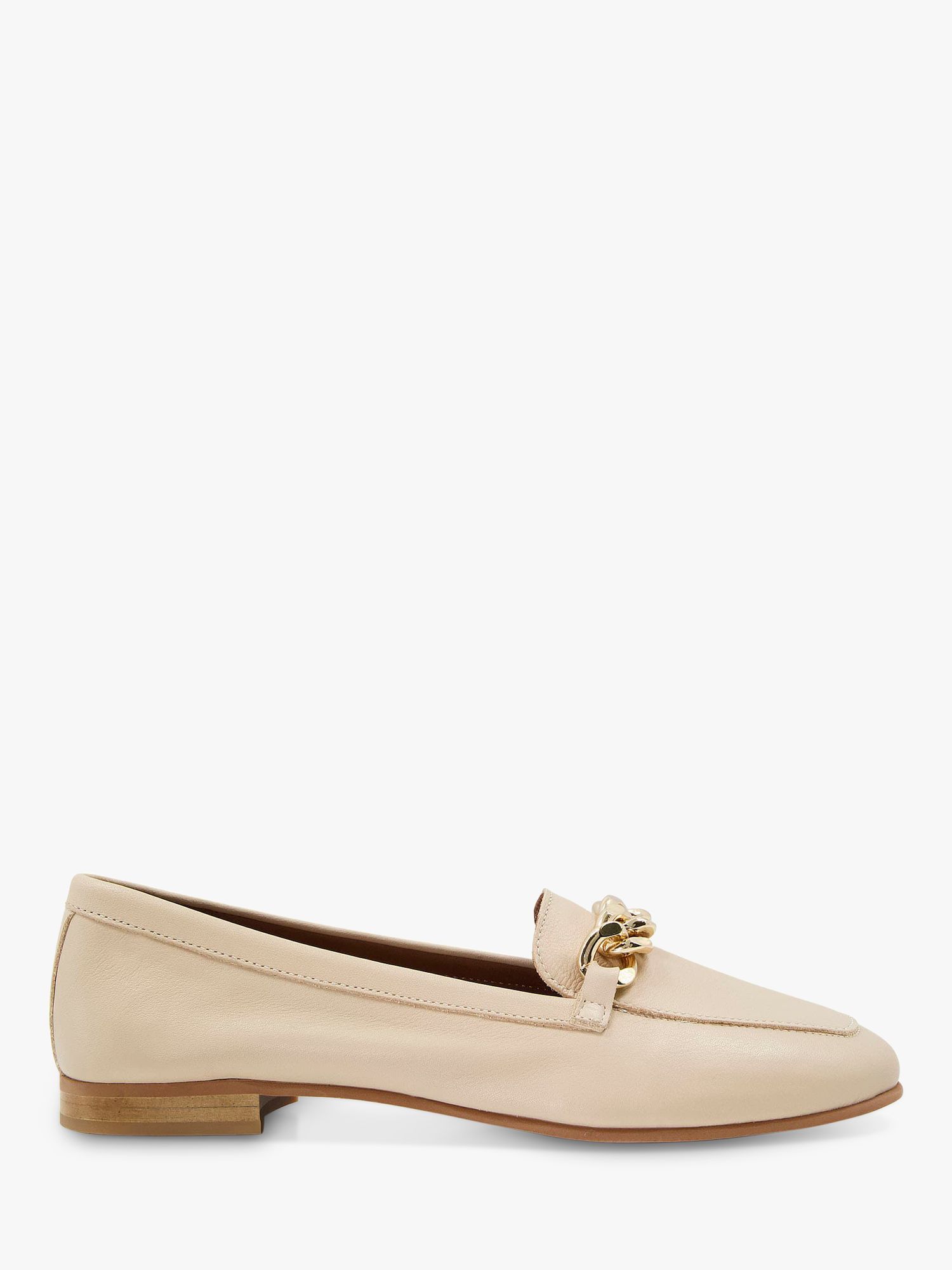 Dune Goldsmith Leather Chain Detail Loafers, Ecru, 3