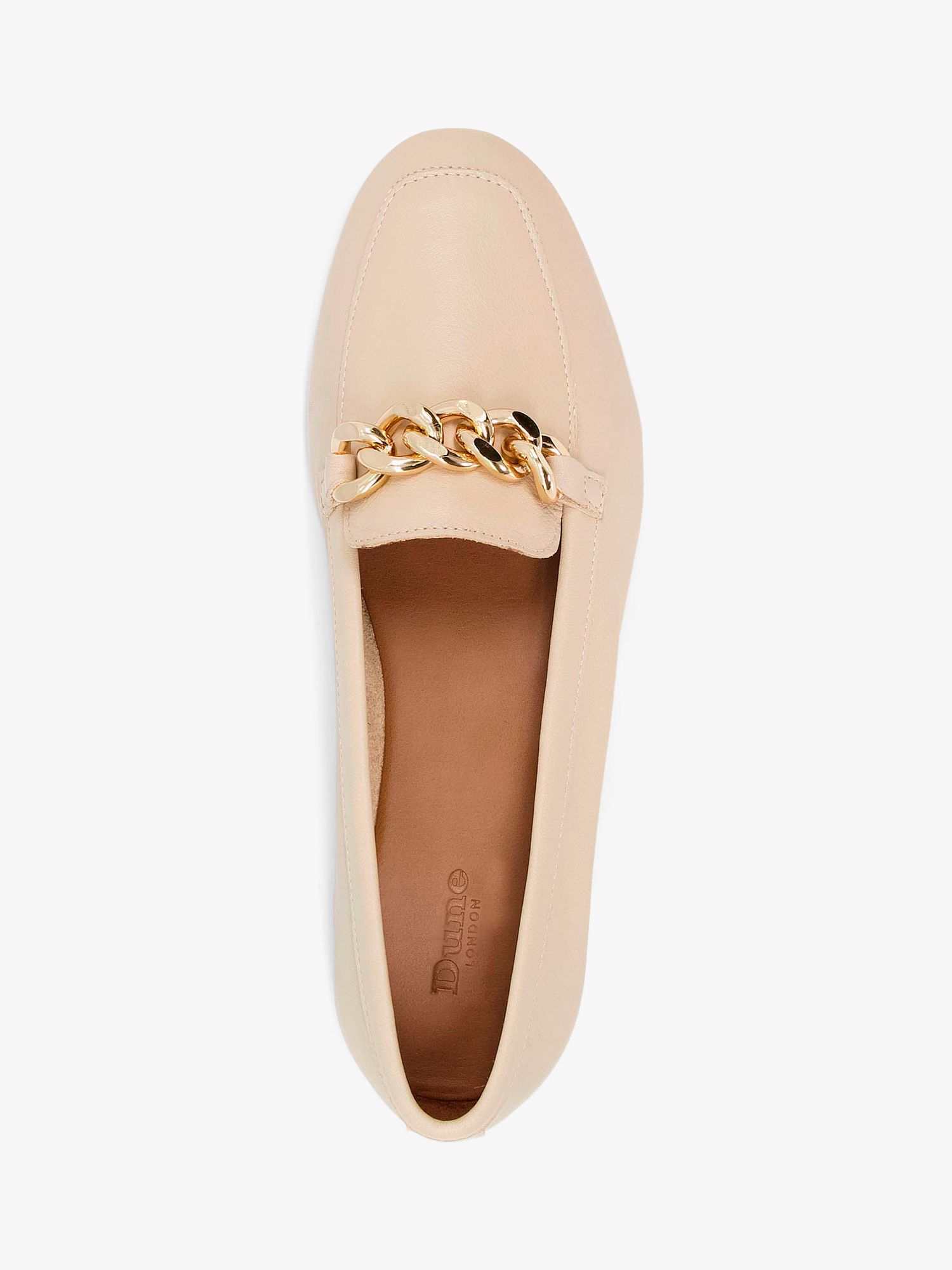 Dune Goldsmith Leather Chain Detail Loafers, Ecru at John Lewis & Partners