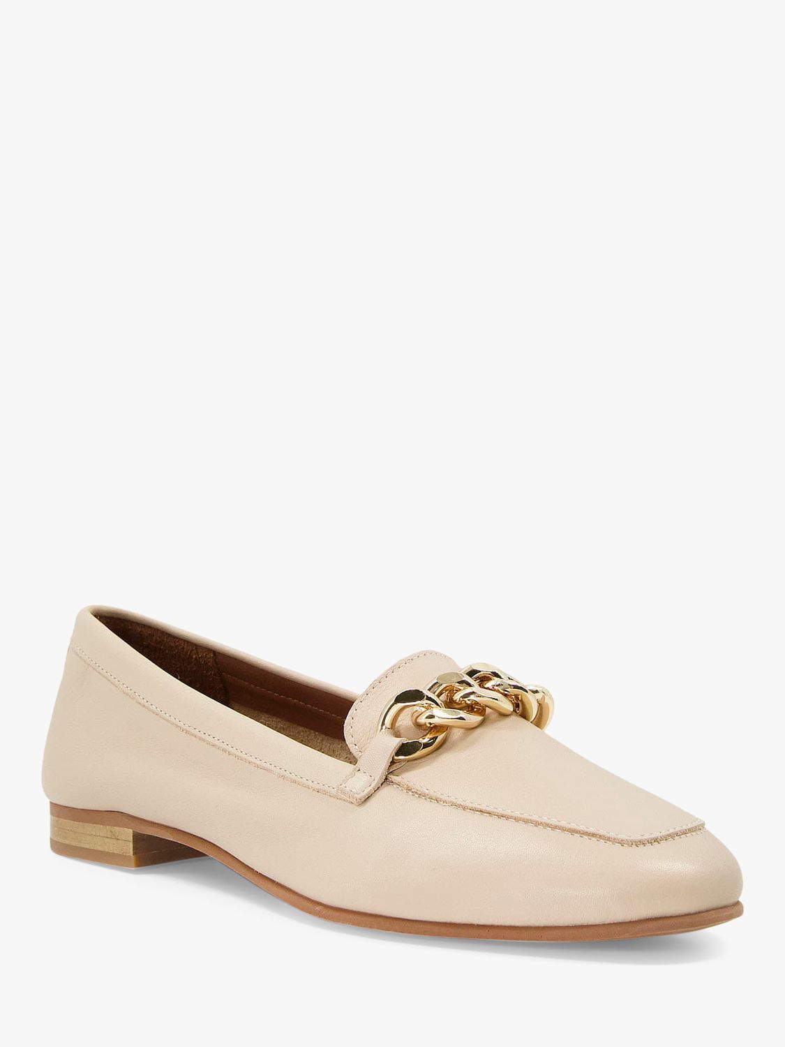 Dune Goldsmith Leather Chain Detail Loafers, Ecru, 3