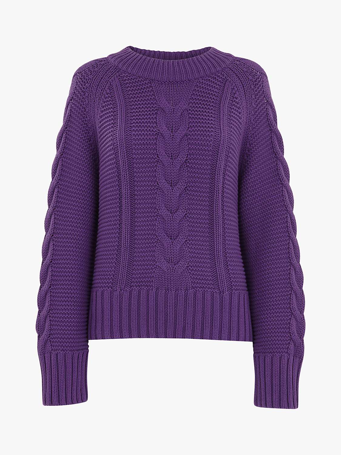 Buy Whistles Cable Knit Jumper, Purple Online at johnlewis.com