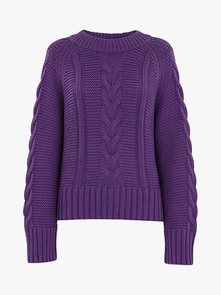 Whistles Cable Knit Jumper, Purple