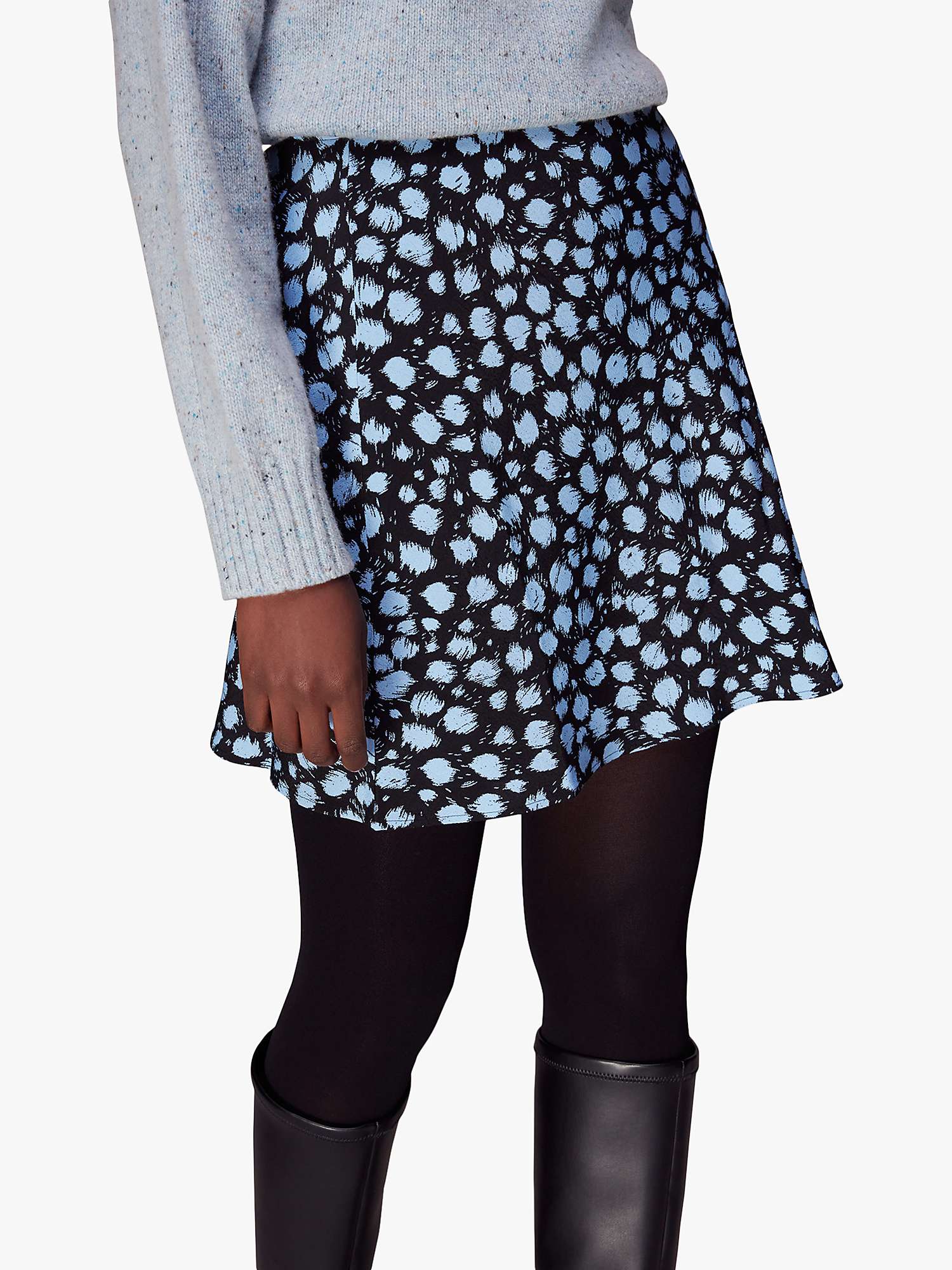Buy Whistles Brushed Dalmatian Mini Skirt, Blue/Multi Online at johnlewis.com