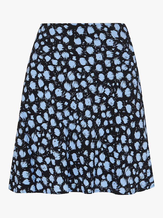 Whistles Brushed Dalmatian Mini Skirt, Blue/Multi