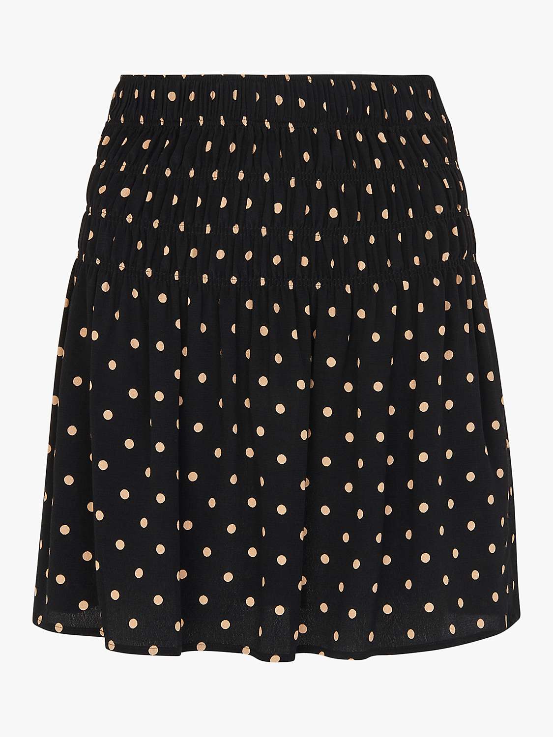 Whistles Polka Dot Shirred Mini Skirt, Black/Multi at John Lewis & Partners