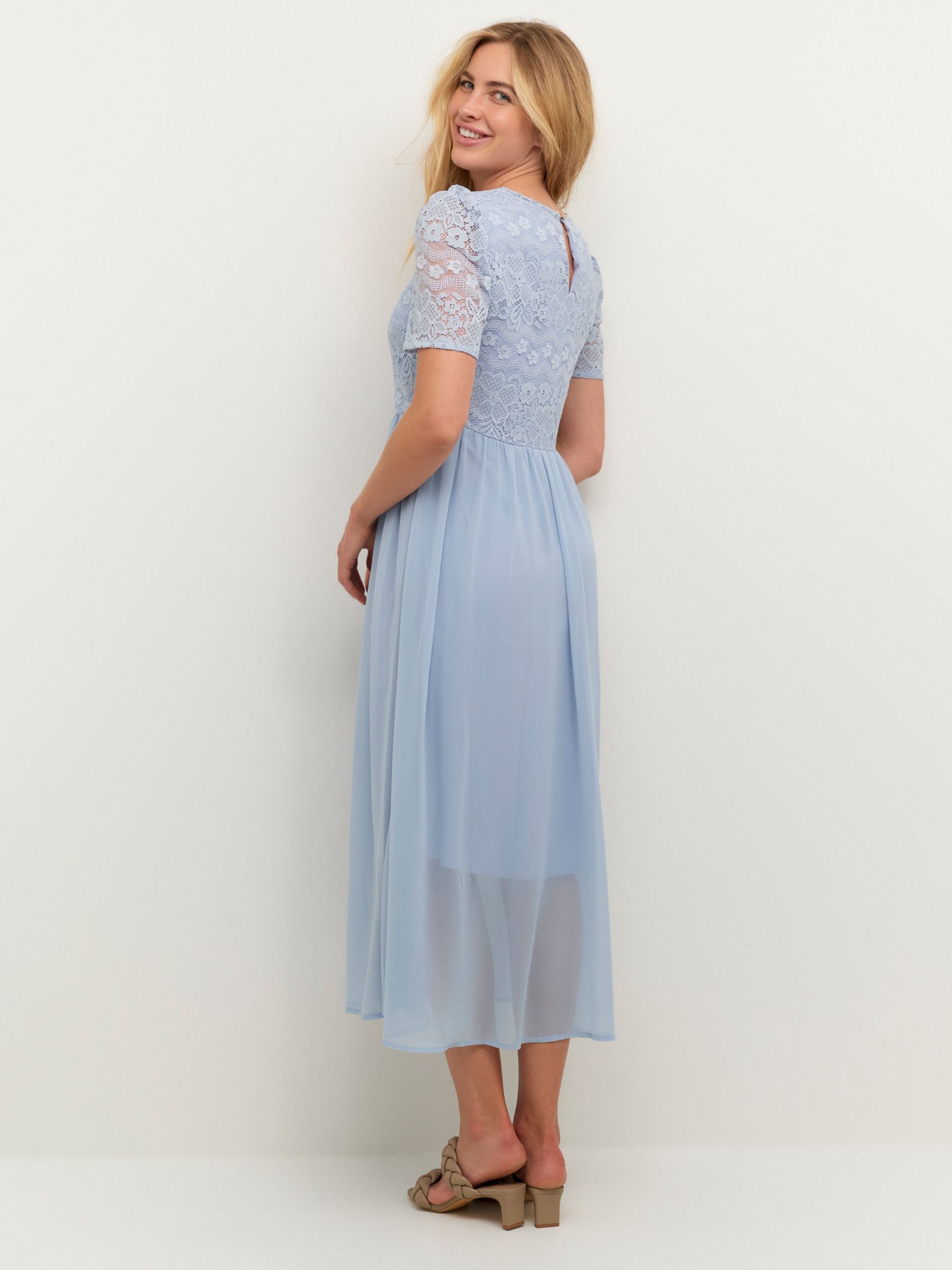 Buy KAFFE Abina Maxi A-Line Lace Dress, Celestial Blue Online at johnlewis.com