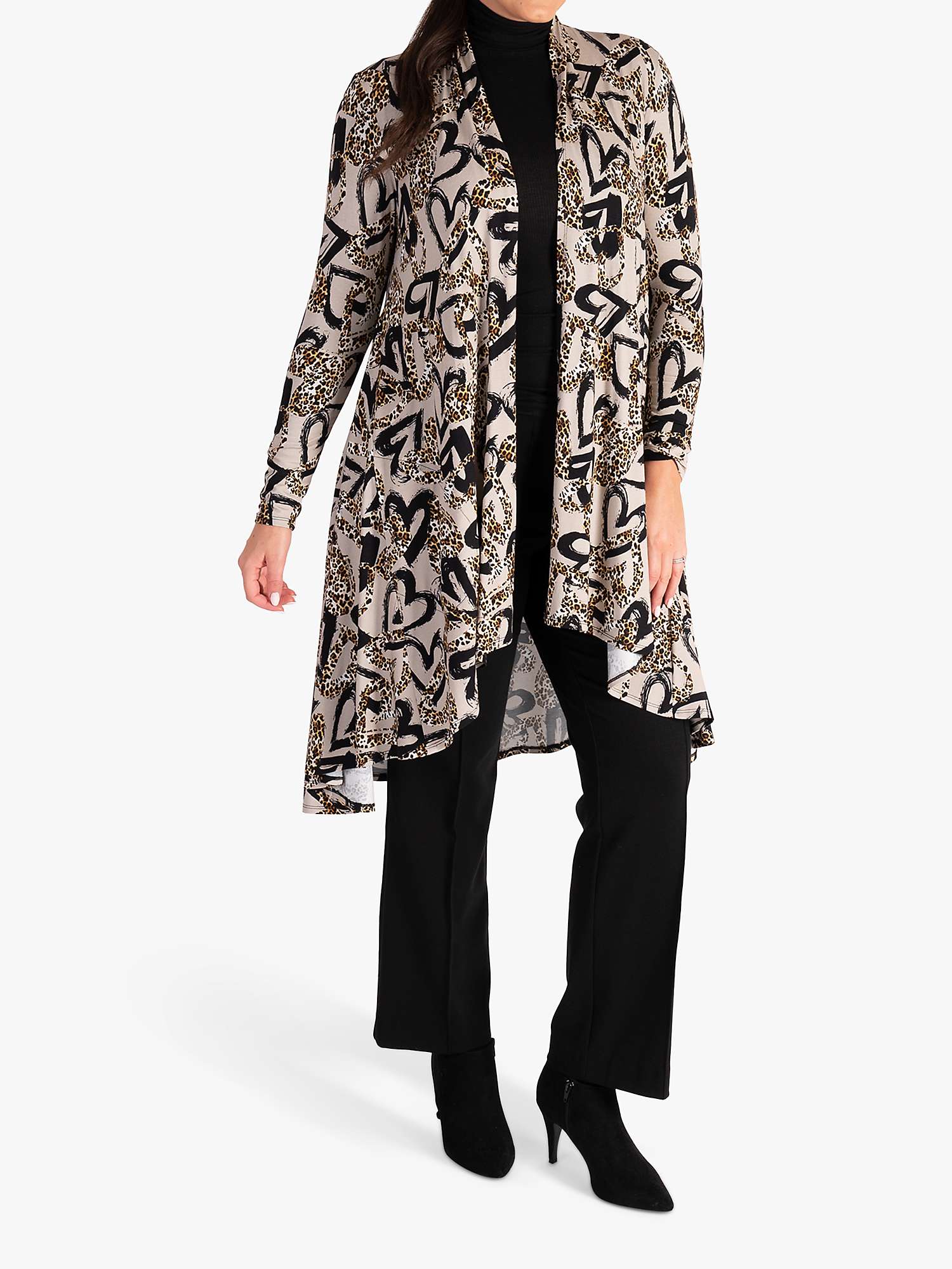 Buy chesca Heart Print Jersey Cardigan, Stone/Multi Online at johnlewis.com