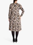 chesca Heart Print Dress, Stone/Leopard, Stone/Leopard