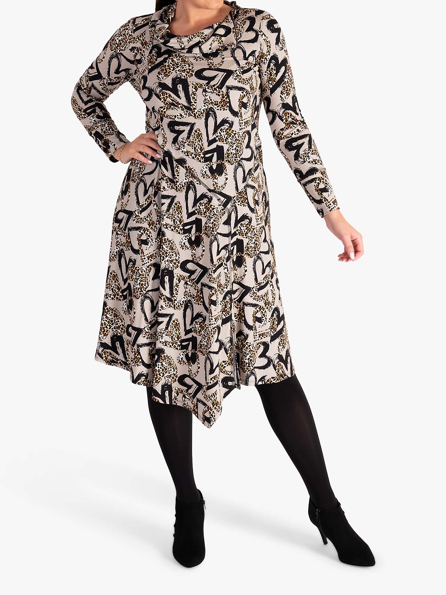 Buy chesca Heart Print Dress, Stone/Leopard Online at johnlewis.com