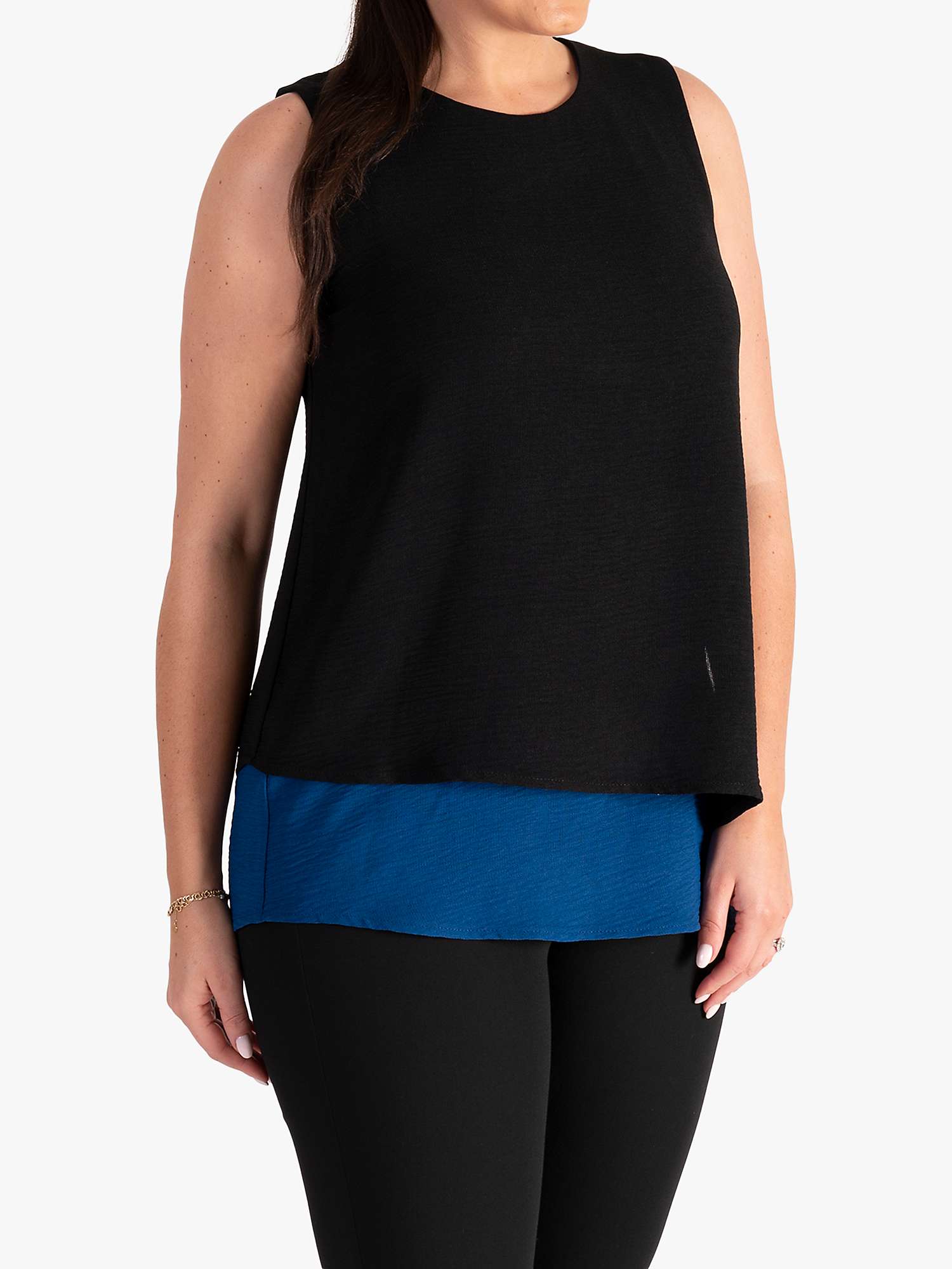 Buy chesca Contrast Layered Sleeveless Top, Black/Royal Blue Online at johnlewis.com