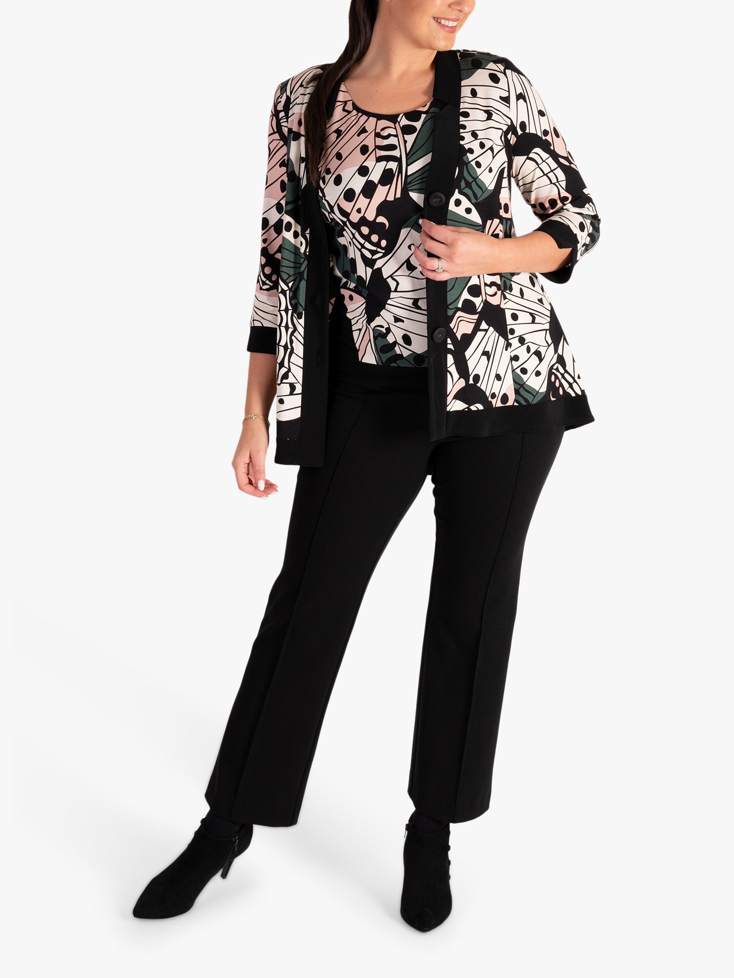 chesca Butterfly Print Jacket, Blush/Ivory at John Lewis & Partners