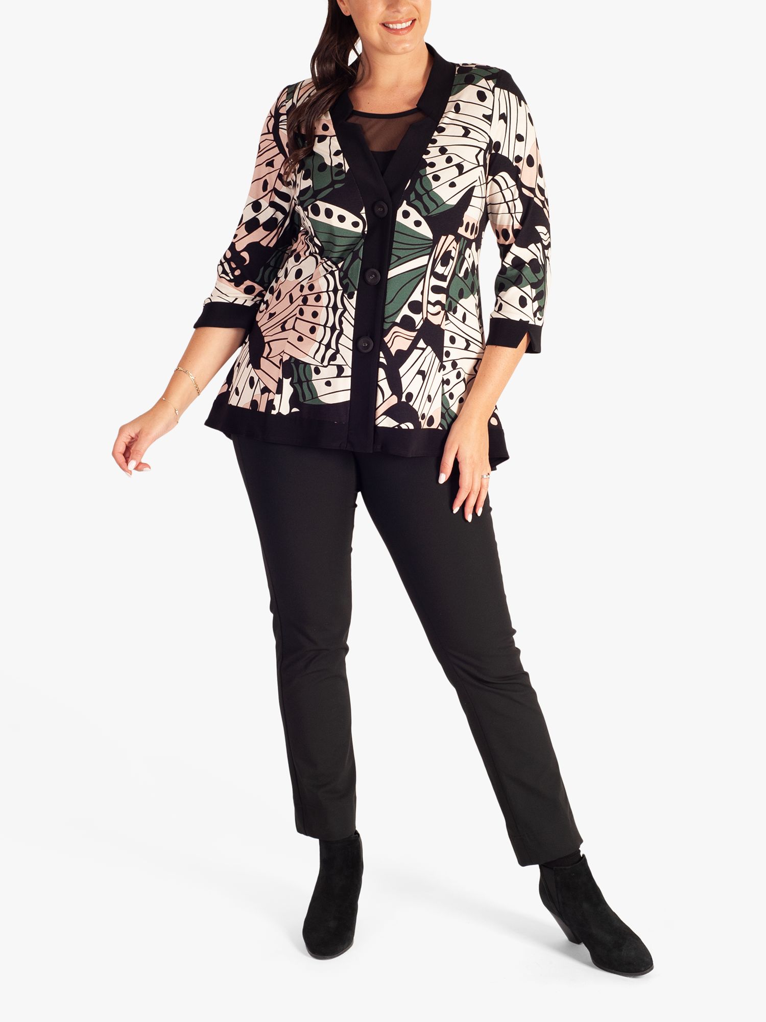 chesca Butterfly Print Jacket, Blush/Ivory at John Lewis & Partners