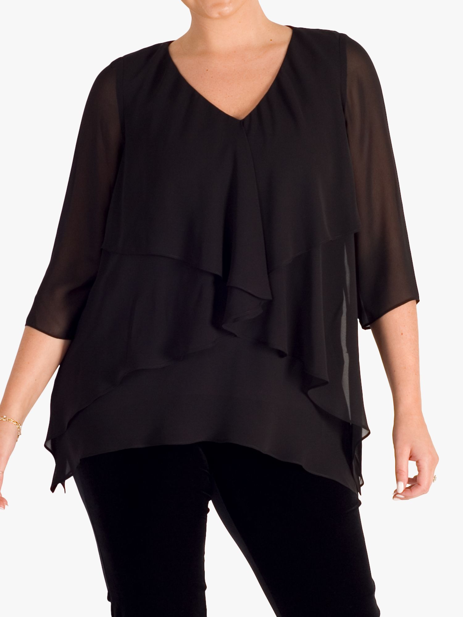 chesca Curve Double Layer Top, Black at John Lewis & Partners
