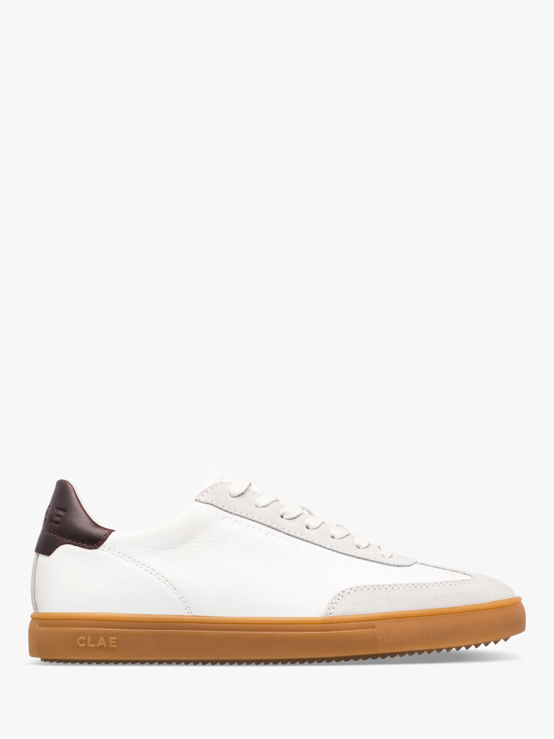 CLAE Deane Gum Leather Shoes, White at John Lewis & Partners