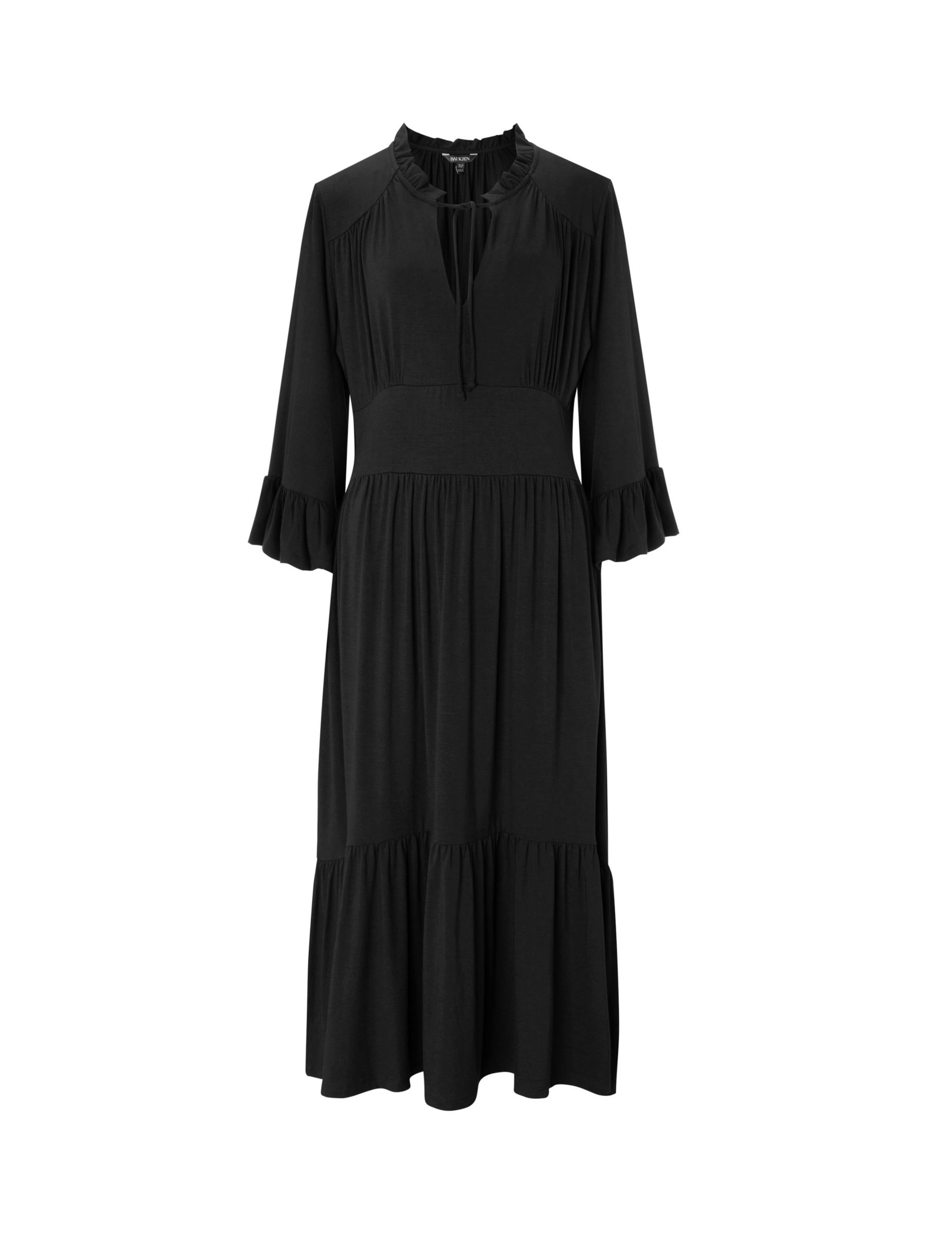 Baukjen Elsie Folk Inspired Midi Dress, Caviar Black at John Lewis ...