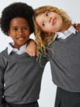 John Lewis ANYDAY Unisex Cotton School Jumper, Pack of 2, Grey Charcoal