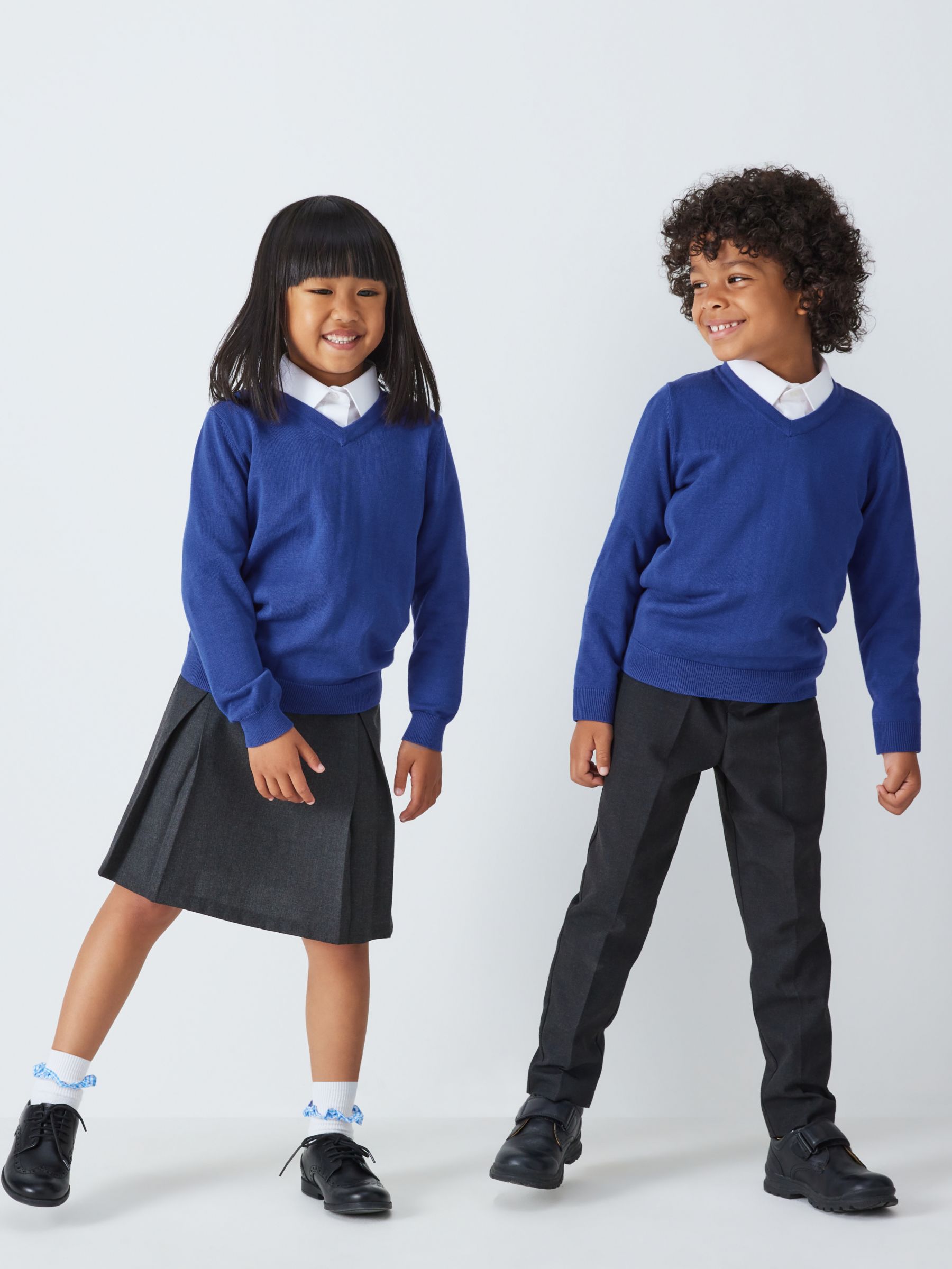 John Lewis ANYDAY Unisex Cotton School Jumper, Pack of 2, Blue Royal, 15-16 years