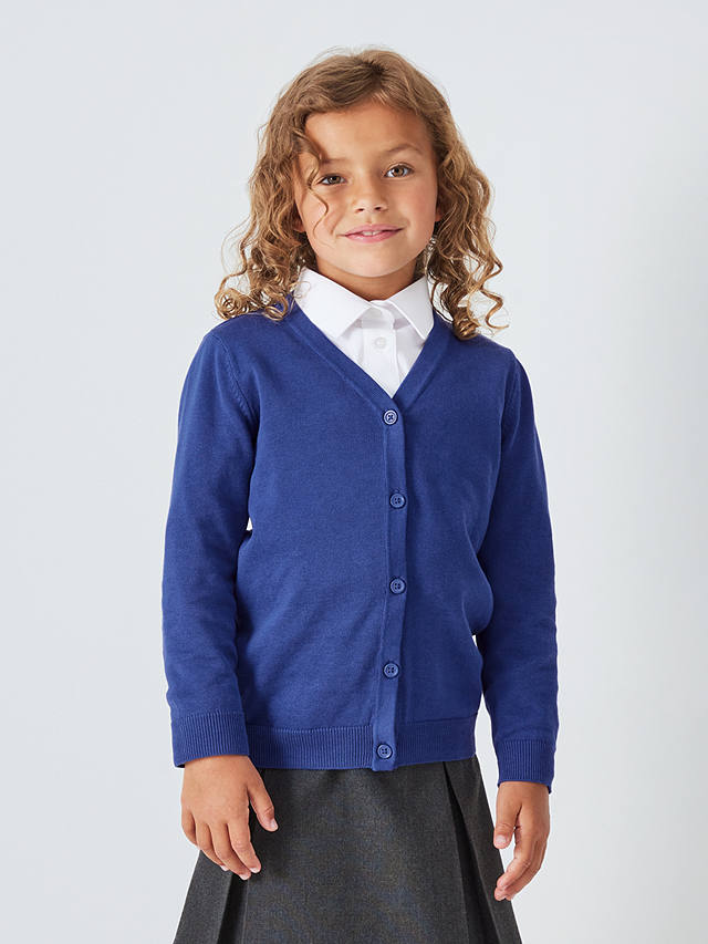 John Lewis ANYDAY Unisex Cotton School Cardigan, Pack of 2, Blue Royal