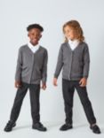 John Lewis ANYDAY Unisex Cotton School Cardigan, Pack of 2, Grey Charcoal