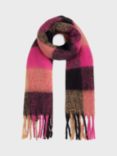Hobbs Polly Check Scarf, Bright Pink