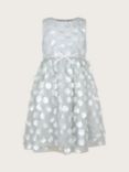 Monsoon Kids' Orla 3D Flower Dress, Silver