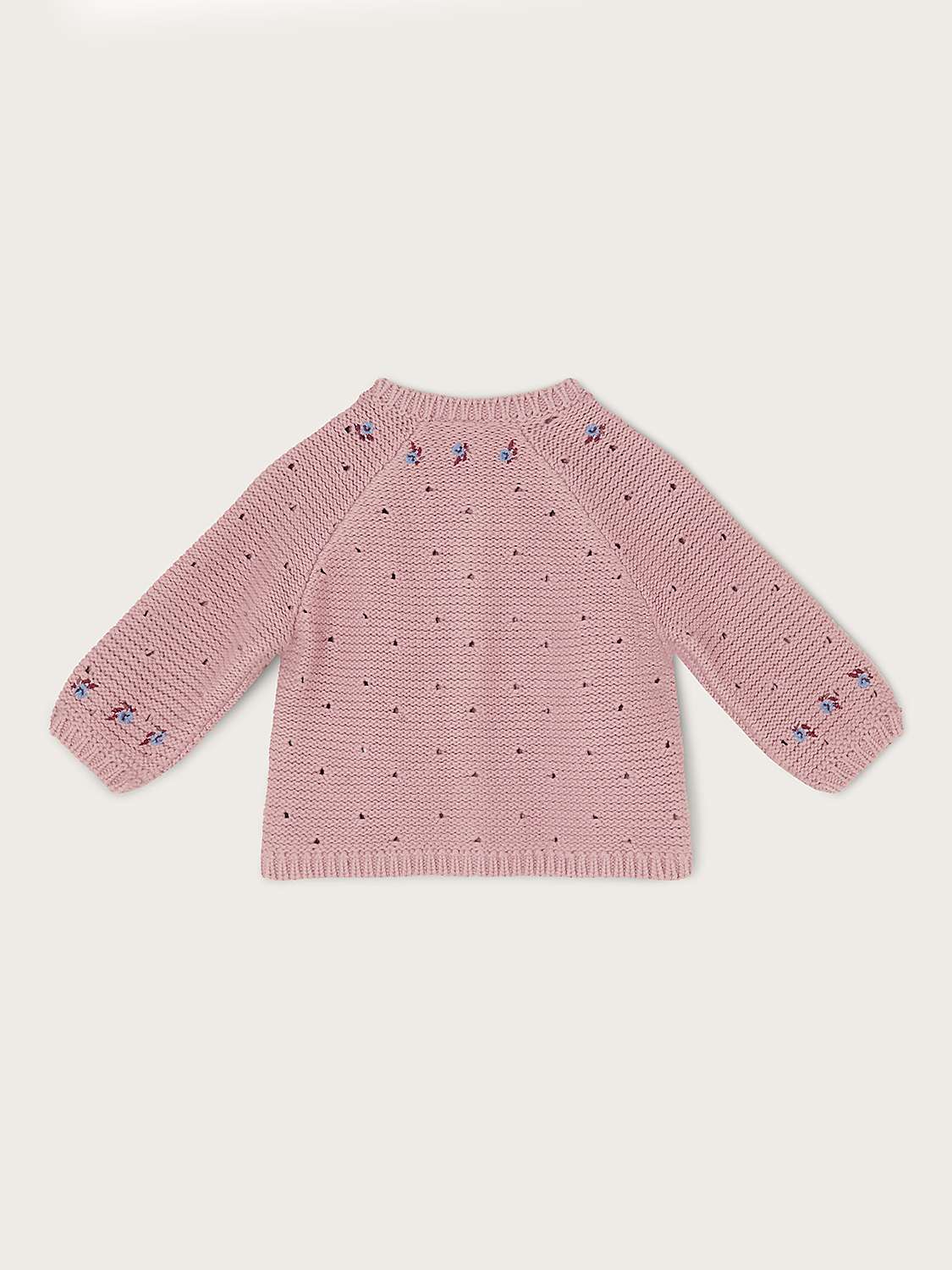 Buy Monsoon Baby Pointelle Flower Cardigan, Lilac Online at johnlewis.com
