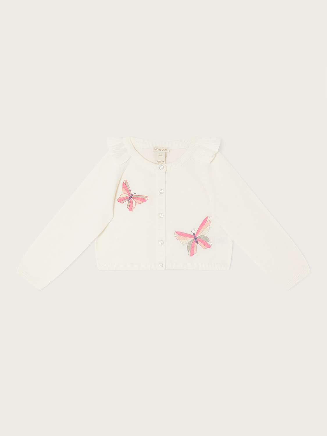 Buy Monsoon Baby Cotton Butterfly Cardigan, Ivory Online at johnlewis.com