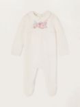 Monsoon Baby Embroidered Quilted Sleepsuit, Ivory