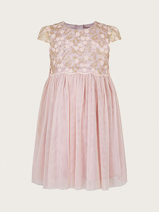 Monsoon Baby Orianna Lace Tulle Dress, Pink