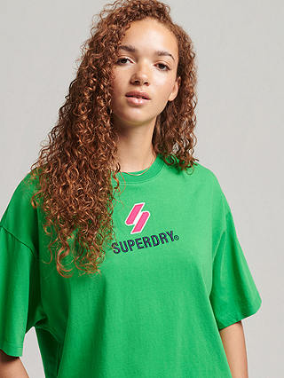 Superdry Code Stacked Boxy T-Shirt, Green Bee