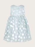 Monsoon Baby Orla 3D Flower Dress, Silver