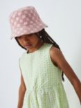 John Lewis ANYDAY Kids' Towel Check Bucket Hat, Pink
