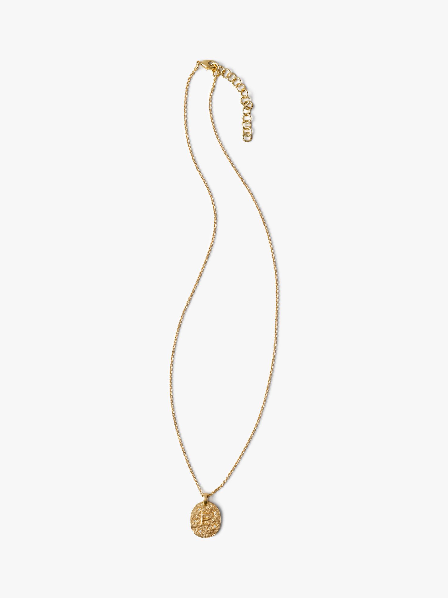 HUSH Cliara Initial Pendant Necklace, Gold, E at John Lewis & Partners