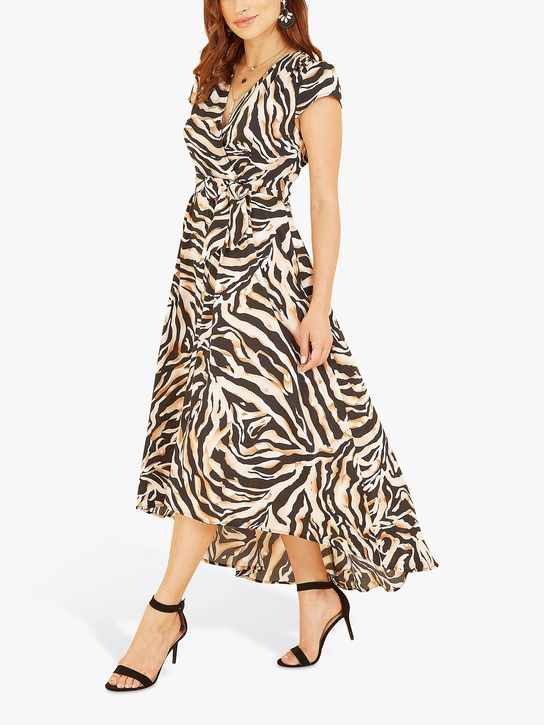 Buy Mela London Zebra Print Dipped Hem Wrap Dress, Black Online at johnlewis.com