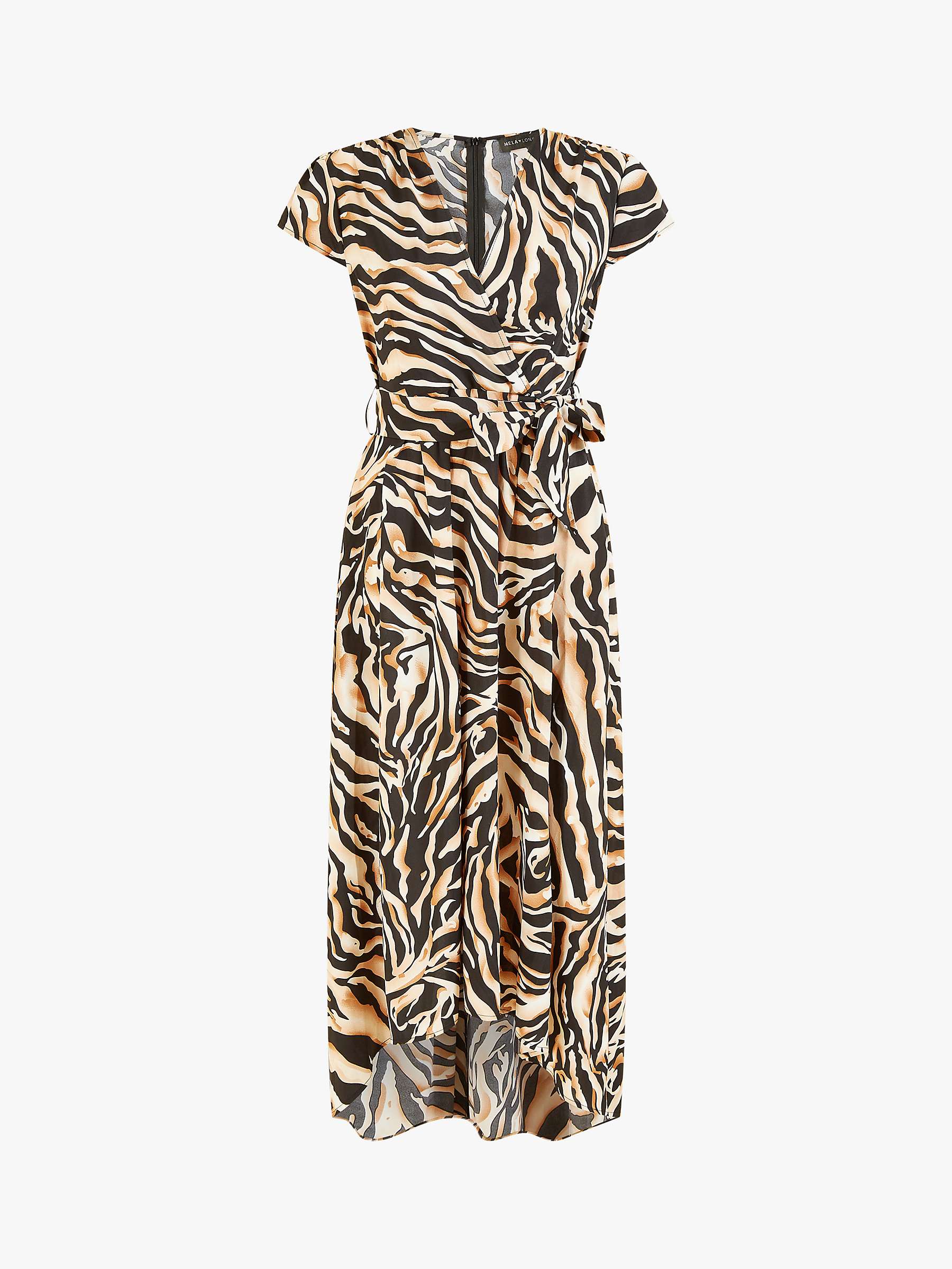 Buy Mela London Zebra Print Dipped Hem Wrap Dress, Black Online at johnlewis.com