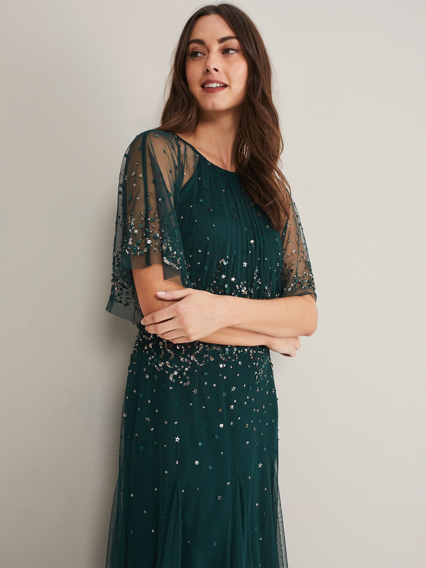 Buy Phase Eight Lumi Beaed Tulle Midi Dress, Multi Online at johnlewis.com