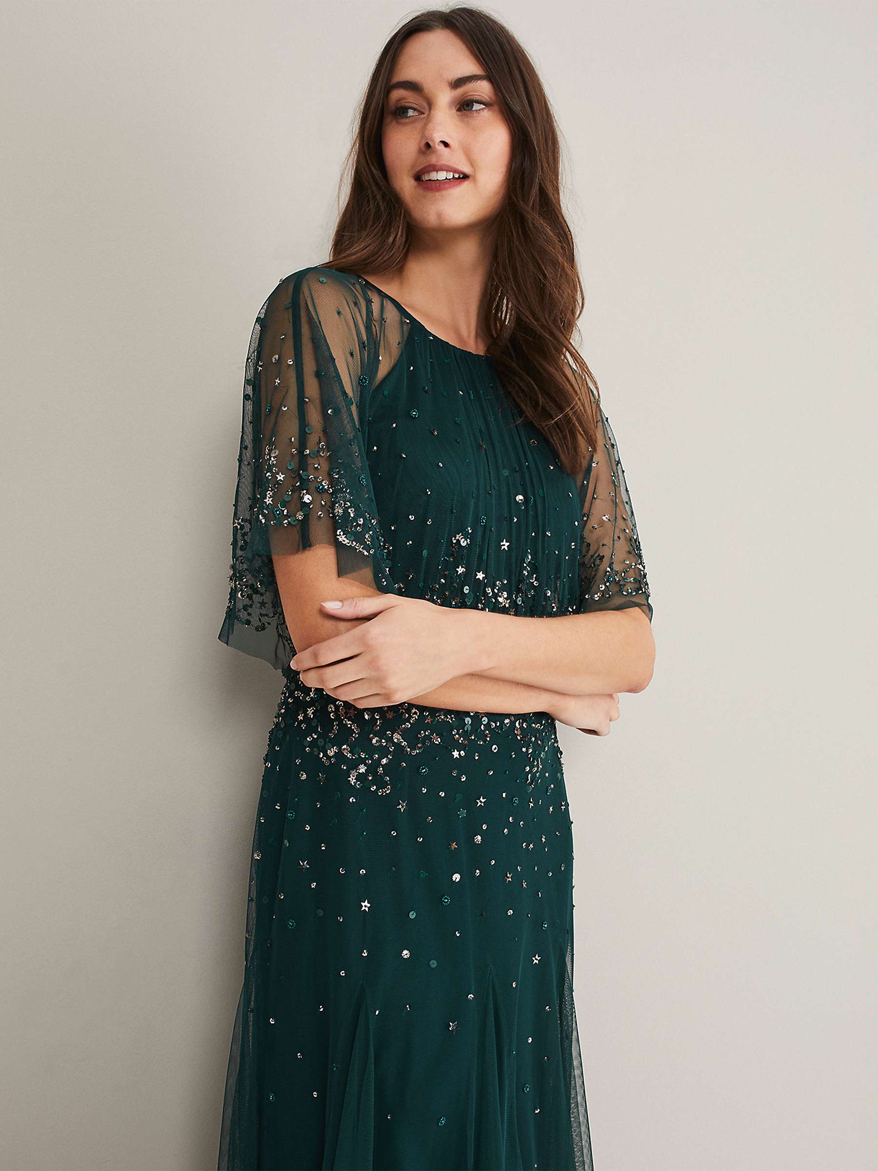 Buy Phase Eight Lumi Beaed Tulle Midi Dress, Multi Online at johnlewis.com