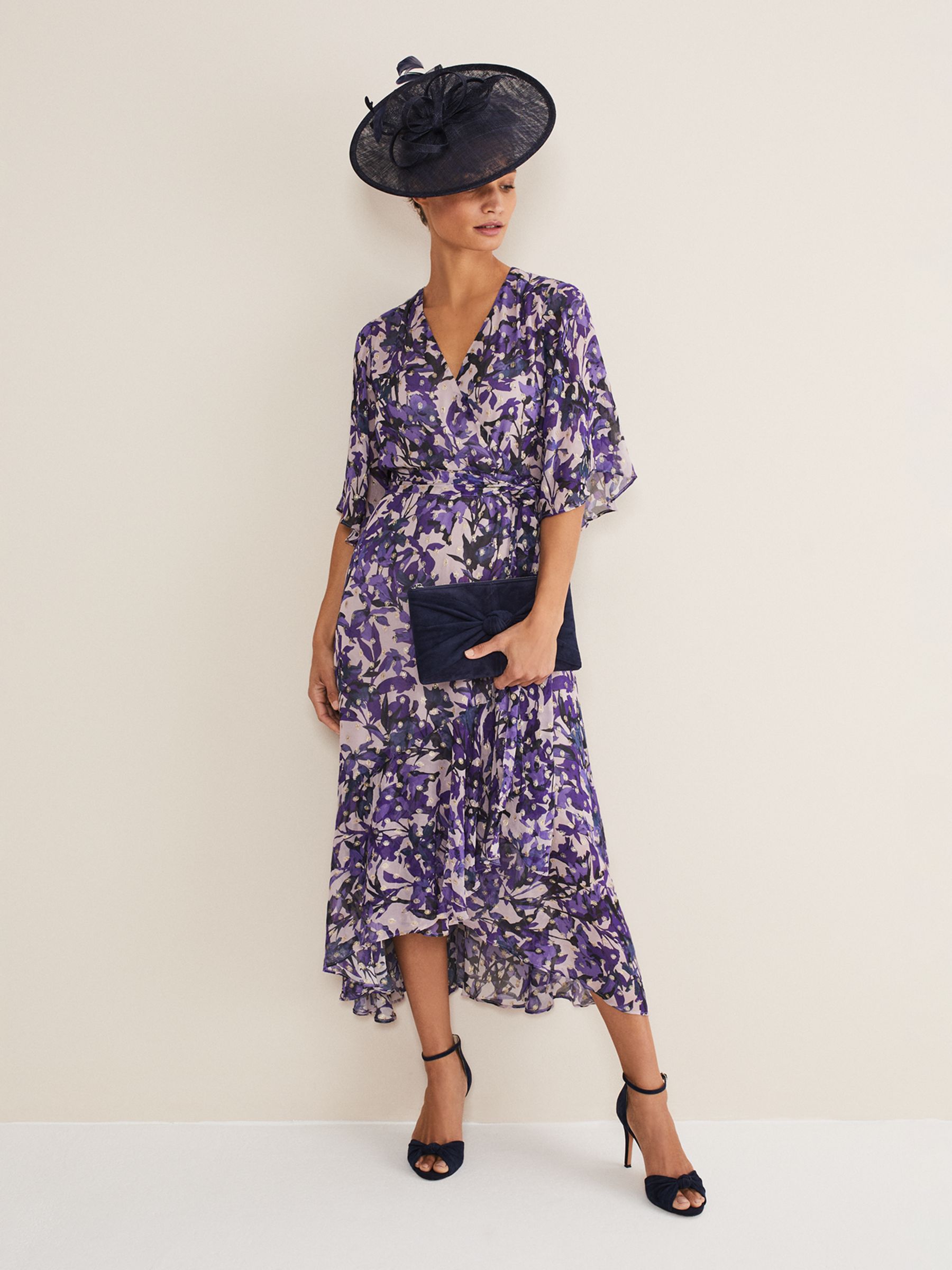 Buy Phase Eight Juliette Floral Fil Coupe Wrap Dress, Latte/Multi Online at johnlewis.com