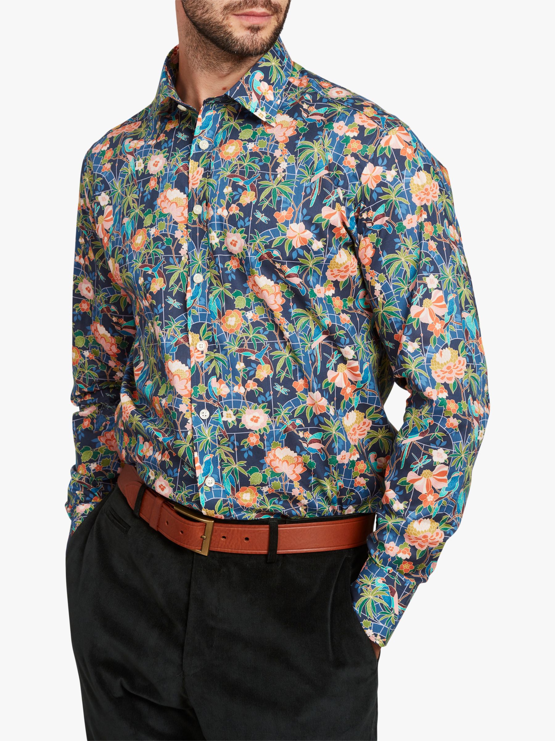 Simon Carter Liberty Fabric Conservatory Shirt, Blue Multi, 16